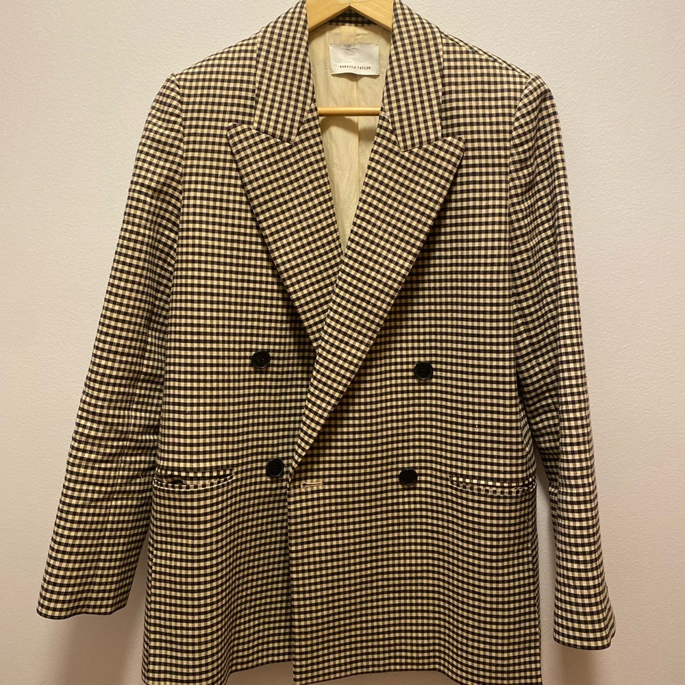 Checkered Blazer in Black and Cream